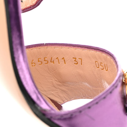 Gucci Metallic Nappa Horsebit Cross Strap 95mm Sandals 37 Violet 6 of 9
