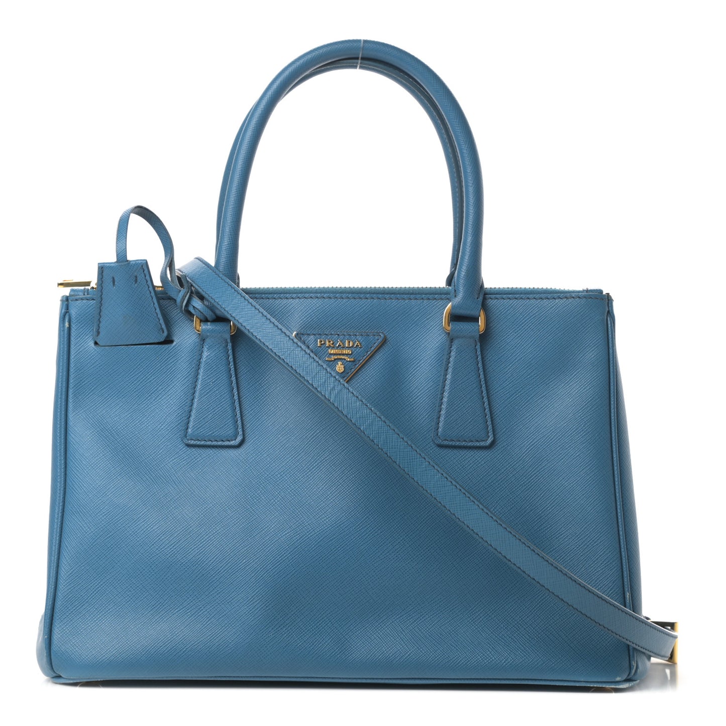 Saffiano Mini Galleria Double Zip Tote Cobalto