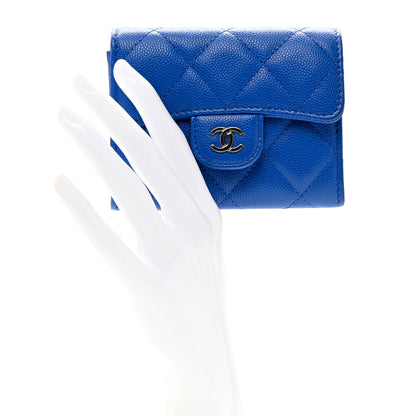 Chanel Caviar Quilted Flap Card Holder On Chain Blue 2 of 10