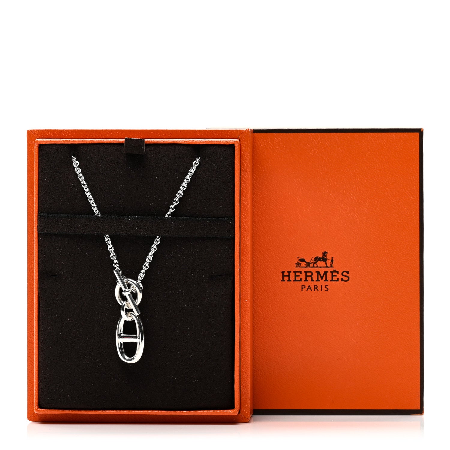 Hermes Sterling Silver Amulette Chaine d'Ancre Necklace 1858399