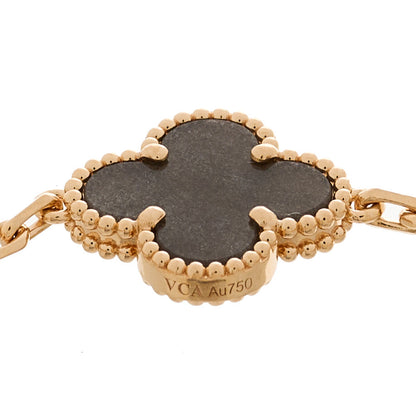 Van Cleef & Arpels 18K Rose Gold Silver Obsidian 5 Motifs Vintage Alhambra Bracelet 3 of 5