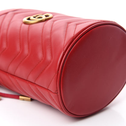 Gucci Calfskin Matelasse Mini GG Marmont 2.0 Bucket Bag Hibiscus Red 6 of 11