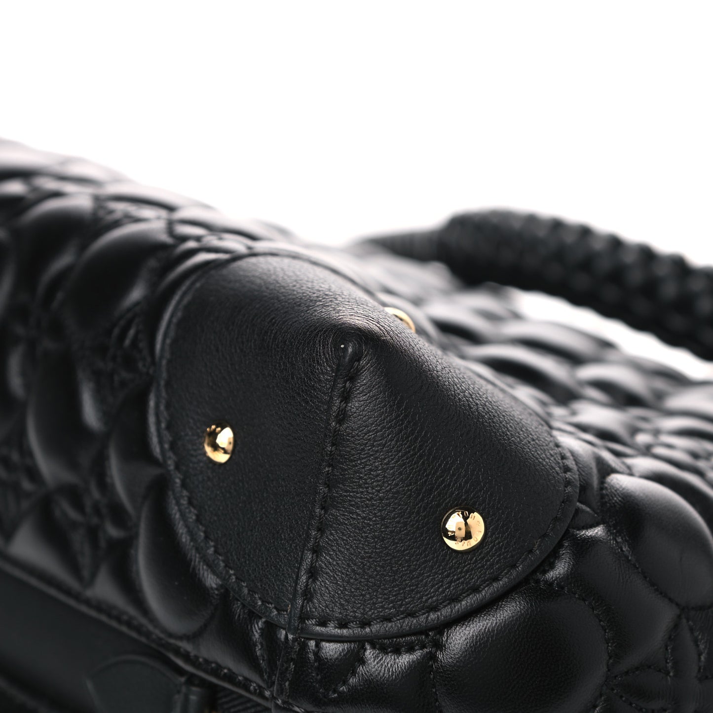 Lambskin Quilted Flowers Triangle Softy Black