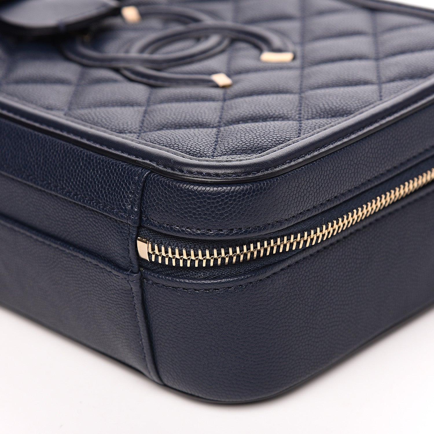 Chanel Caviar Quilted Medium CC Filigree Vanity Case Navy 9 of 9