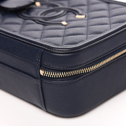Chanel Caviar Quilted Medium CC Filigree Vanity Case Navy 9 of 9