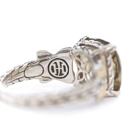 John Hardy Sterling Silver 18K Yellow Gold Olive Quartz Batu Kawung Ring 54 7 5 of 6