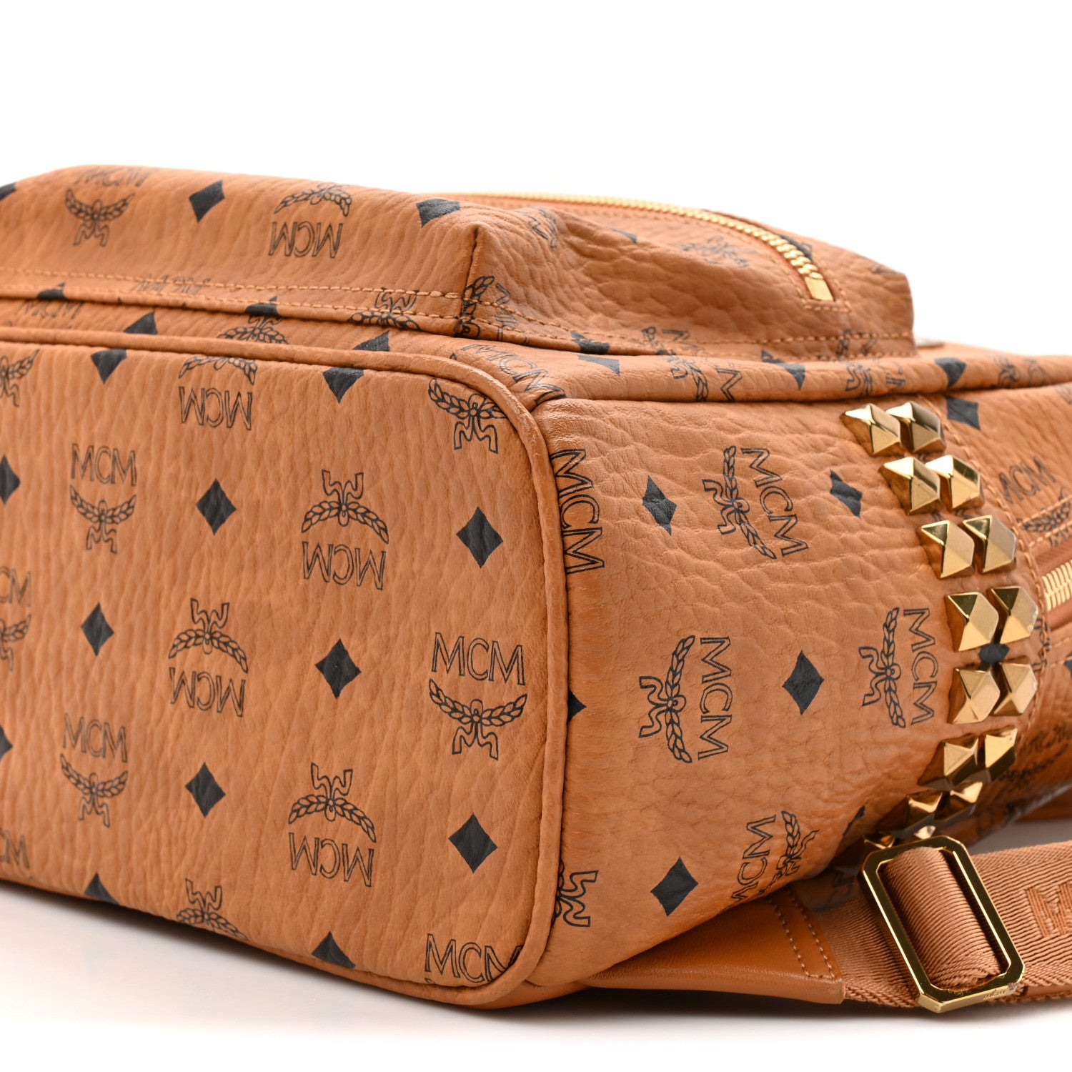 MCM Visetos Small Side Stud Stark Backpack Cognac 9 of 9