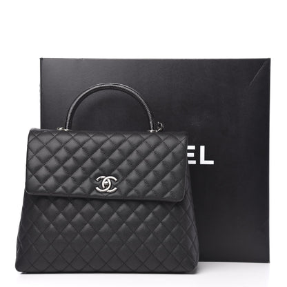 Chanel Caviar Lizard Quilted Large Coco Handle Flap Black 11 of 11