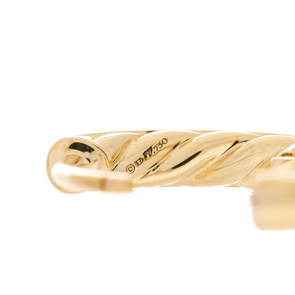 David Yurman 18K Yellow Gold Diamond Sculpted Cable Huggie Hoop Earrings 4 of 5