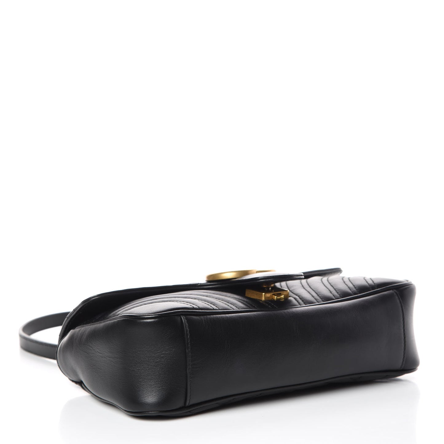 Calfskin Matelasse Small GG Marmont Shoulder Bag Black