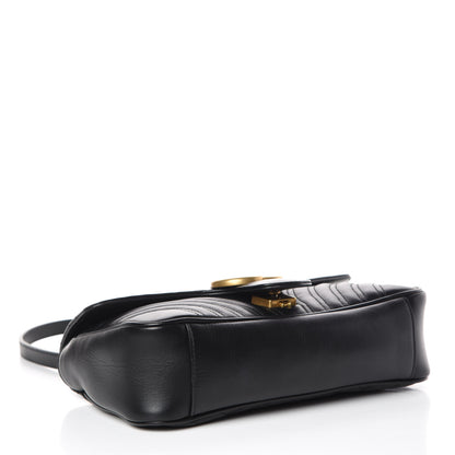 Gucci Calfskin Matelasse Small GG Marmont Shoulder Bag Black 4 of 12