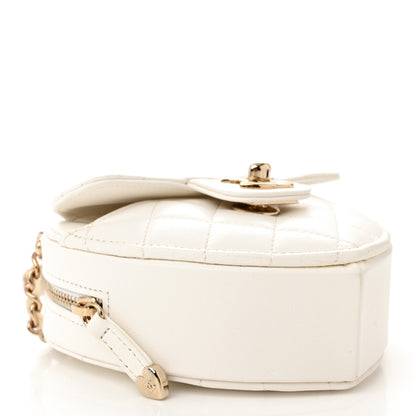 Chanel Lambskin Quilted CC In Love Heart Clutch With Chain White 4 of 11