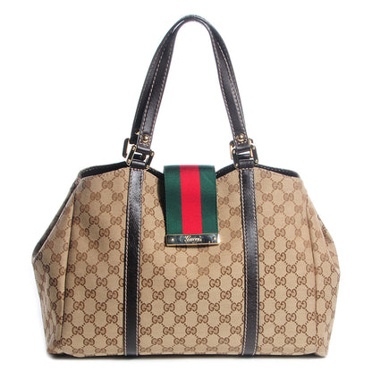 Gucci Monogram Large New Ladies Web Tote Dark Brown 1 of 7