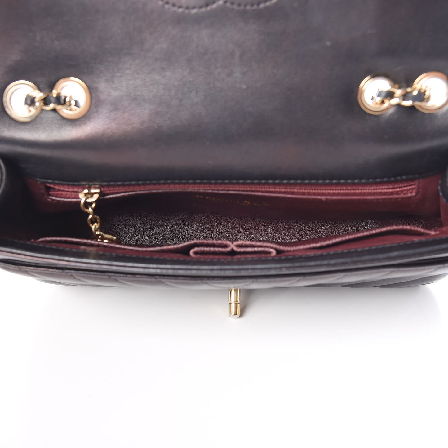 Lambskin Chevron Quilted Small Single Flap Black