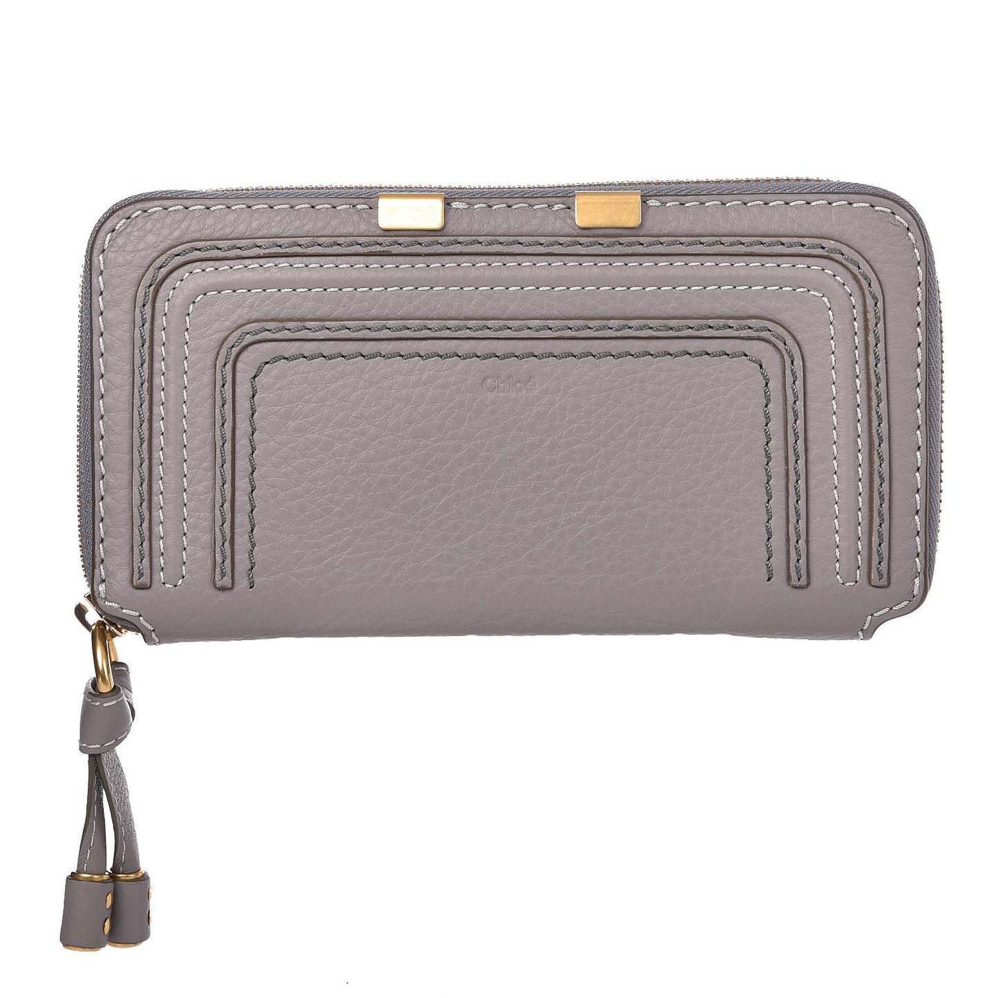 Calfskin Marcie Long Zip Around Wallet Cashmere Grey