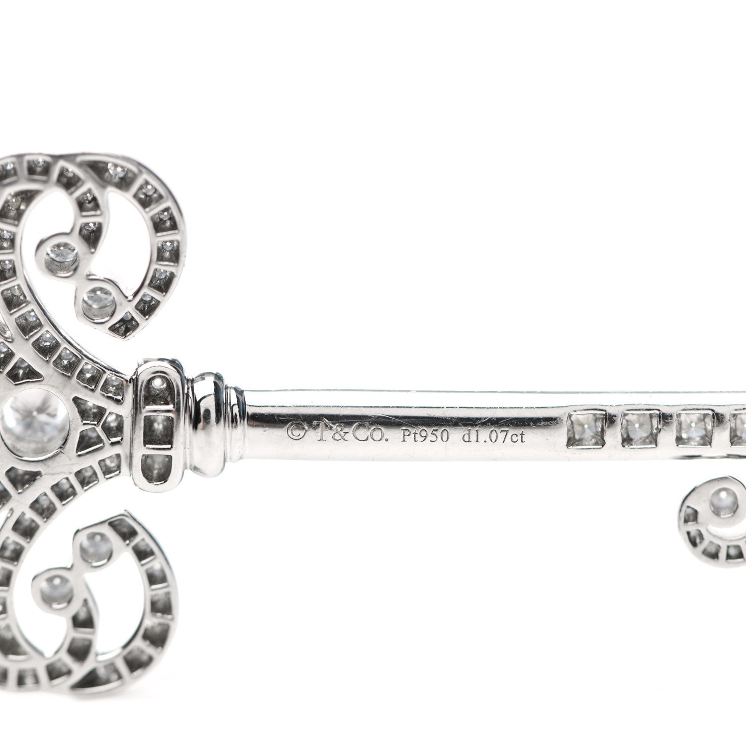 Tiffany Platinum Diamond Enchant Heart Key Pendant Necklace 4 of 5