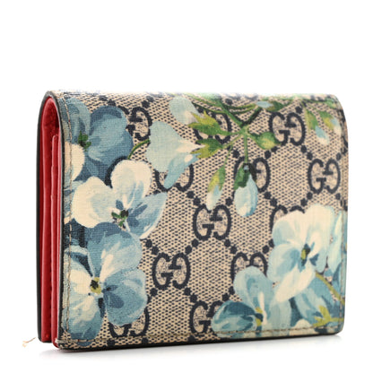 Gucci GG Supreme Monogram Blooms Card Case Wallet Beige Blue Navy Hibiscus Red 3 of 10