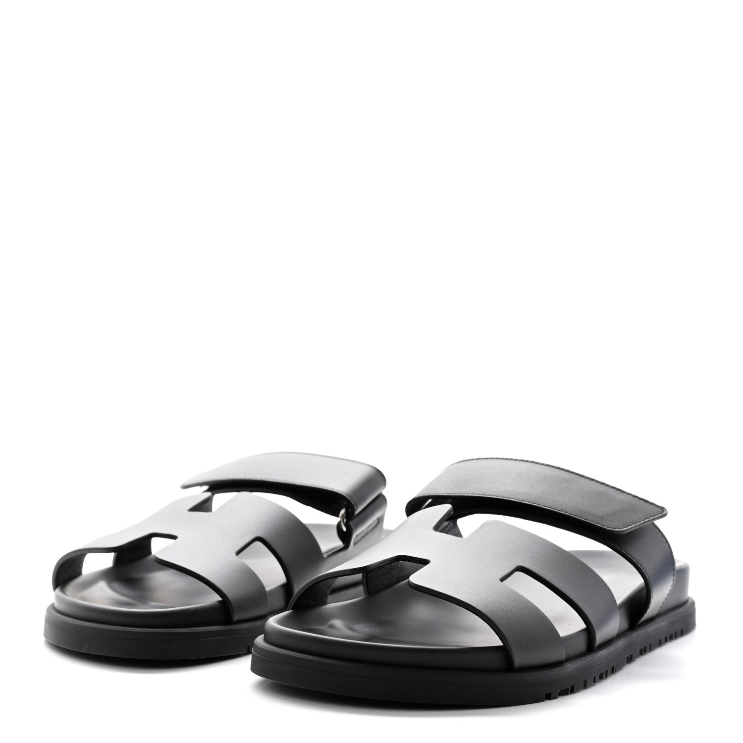Hermes Calfskin Womens Chypre Sandals 38.5 Black 3 of 12