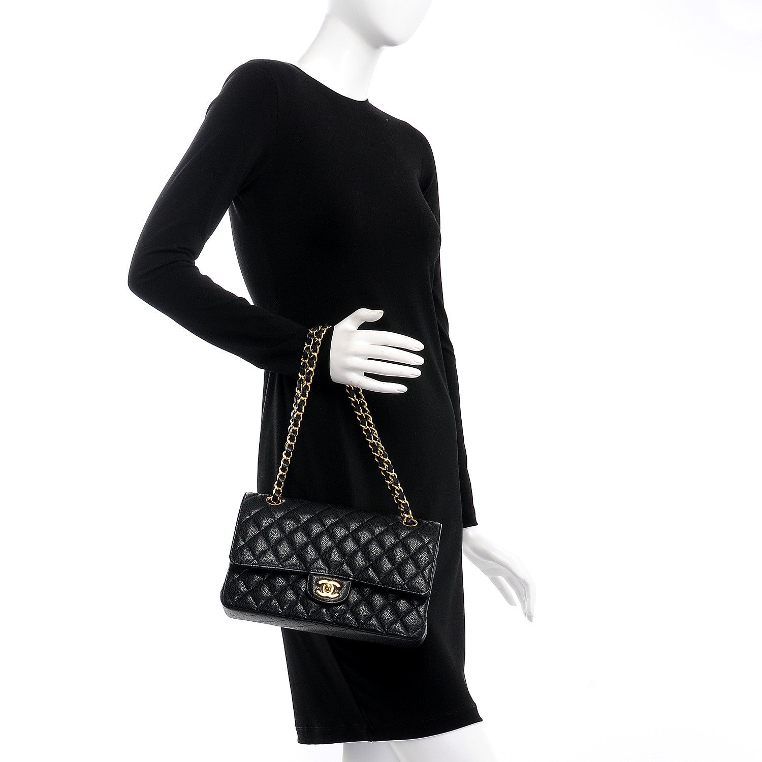Chanel Caviar Quilted Medium Double Flap Black 2 of 7