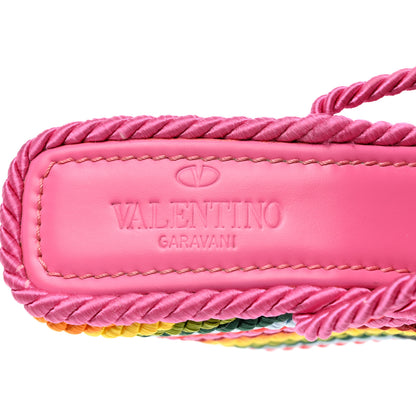 Valentino Garavani Calfskin Rockstud Ankle Strap Torchon Espadrille 25/115mm Wedge Sandals 37 Feminine Pink Multicolor 8 of 11