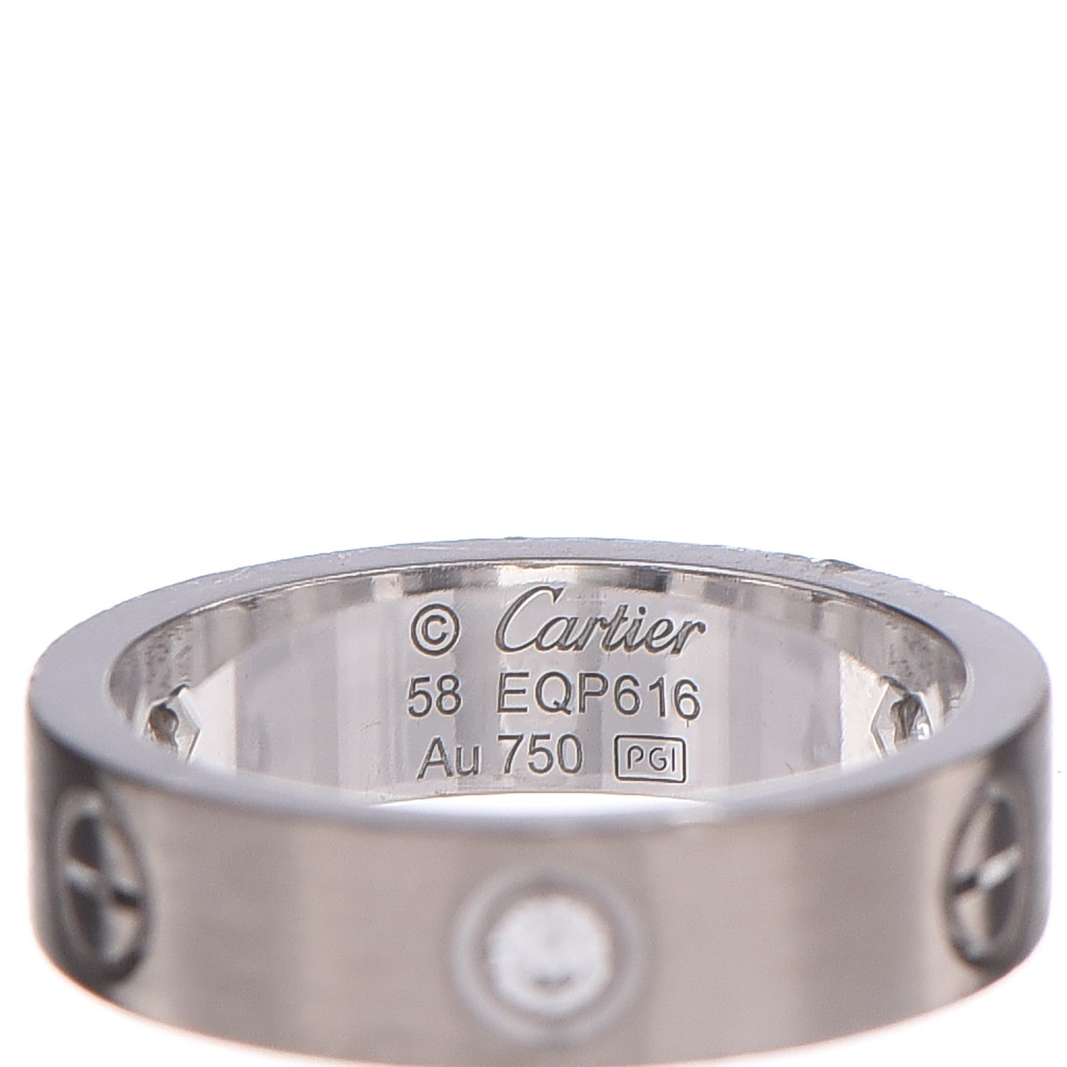 Cartier 18K White Gold Diamond 4mm LOVE Wedding Band Ring 58 8.5 3 of 5
