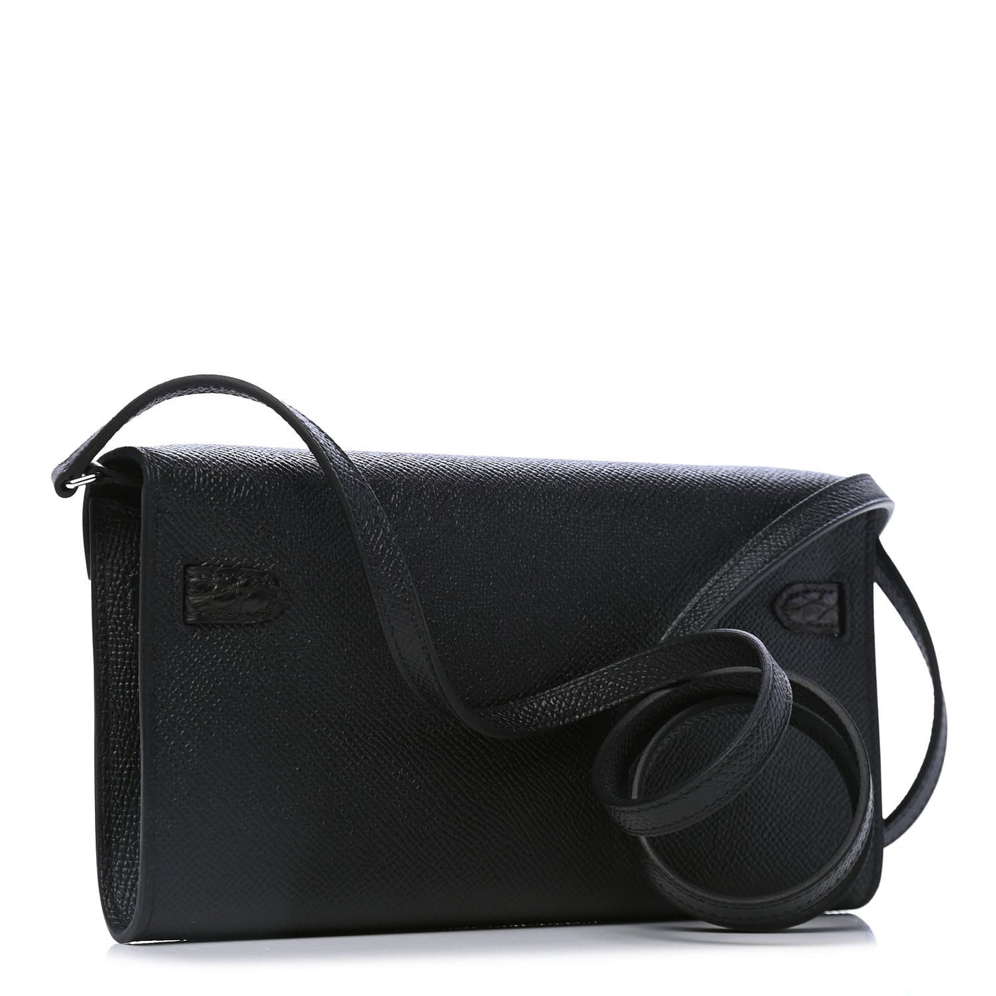 Epsom Matte Alligator Touch Kelly Wallet To Go Black