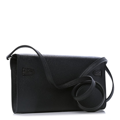 Hermes Epsom Matte Alligator Touch Kelly Wallet To Go Black 2 of 4