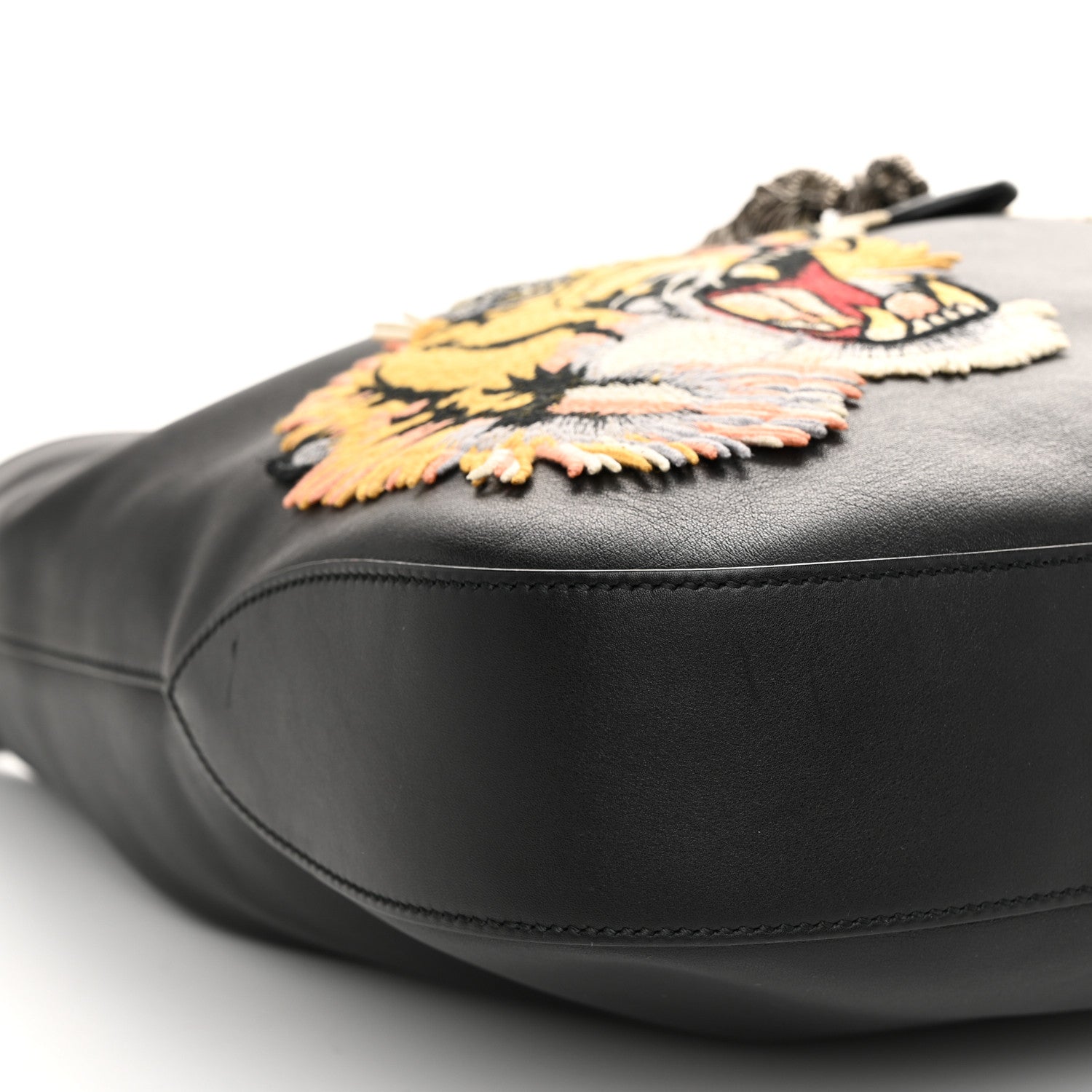 Gucci Calfskin Web Tiger Embroidered Large Dionysus Hobo Black 9 of 11