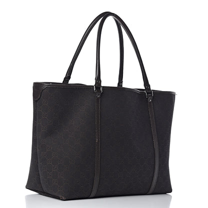Gucci Denim Dollar Calfskin GG Monogram Large Joy Tote Brown 3 of 12
