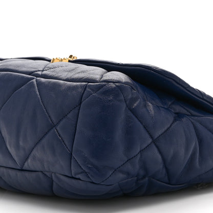 Chanel Goatskin Quilted Maxi Chanel 19 Flap Navy Blue 10 of 10