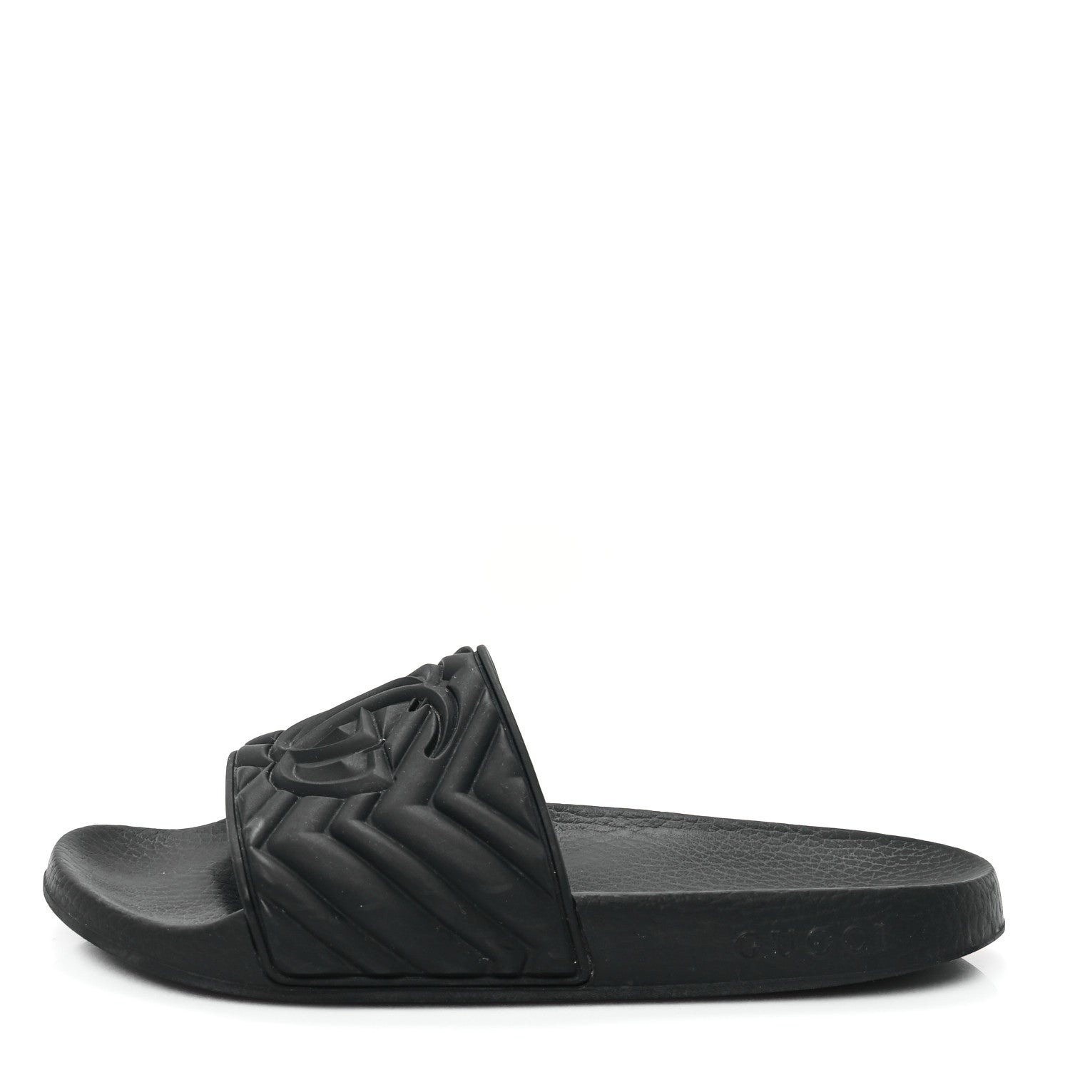 Gucci Rubber Matelasse Womens Slide Sandals 39 Black 1 of 9