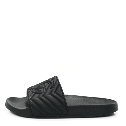 Gucci Rubber Matelasse Womens Slide Sandals 39 Black 1 of 9