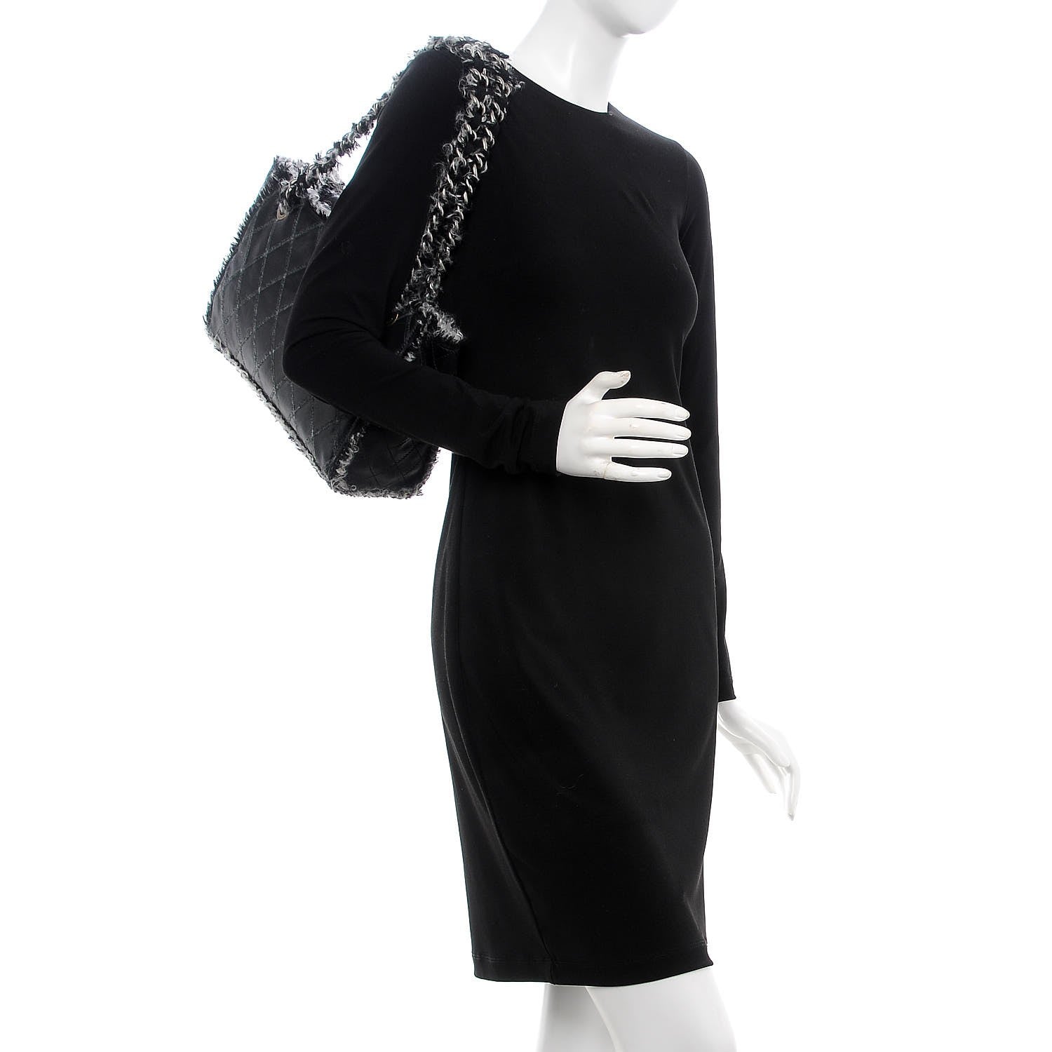 Chanel Tweed Calfskin Tweedy Shopping Tote Black 2 of 8