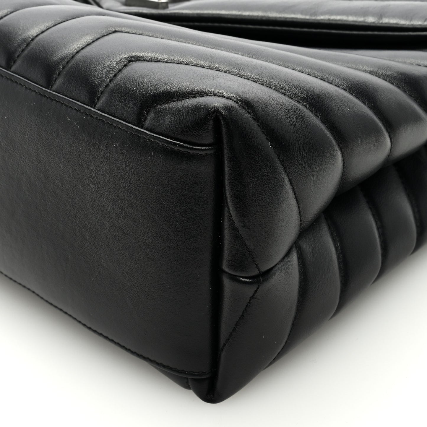 Calfskin Y Quilted Monogram Medium Loulou Chain Satchel Black