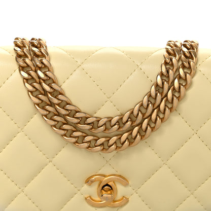 Chanel Lambskin Quilted CC Camellia Crush Wallet on Chain WOC Light Yellow 8 of 10