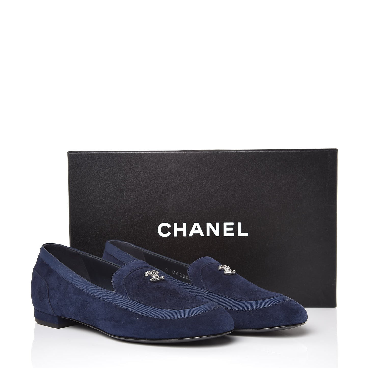 Kid Suede Grosgrain Moccasin Loafers 36.5 Navy