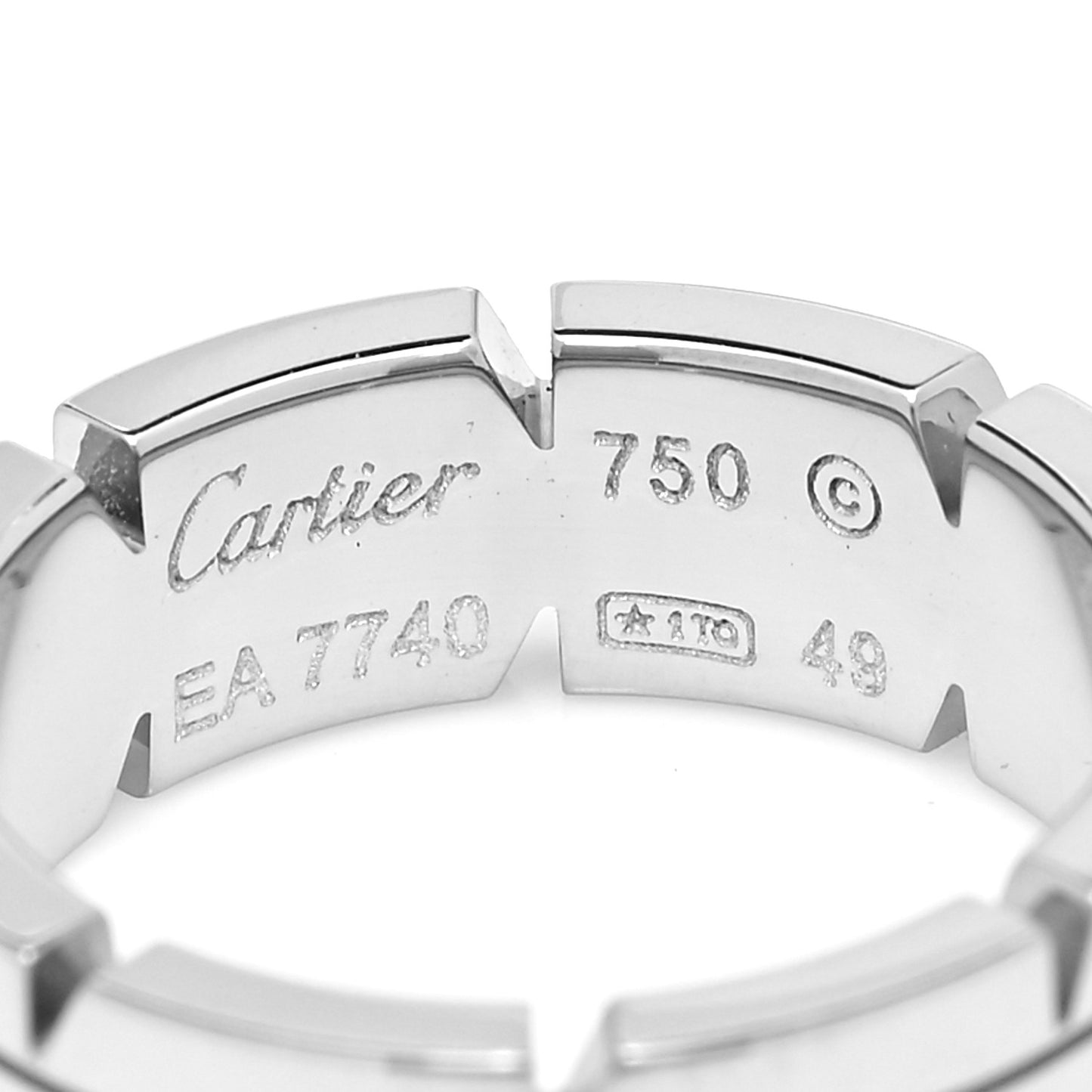 18K White Gold Tank Francaise Band Ring 49 4.75