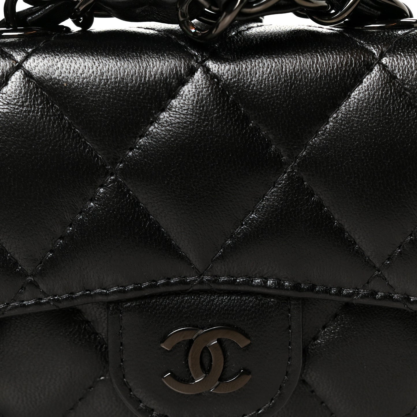 Lambskin Quilted Mini Chain Belt Bag So Black