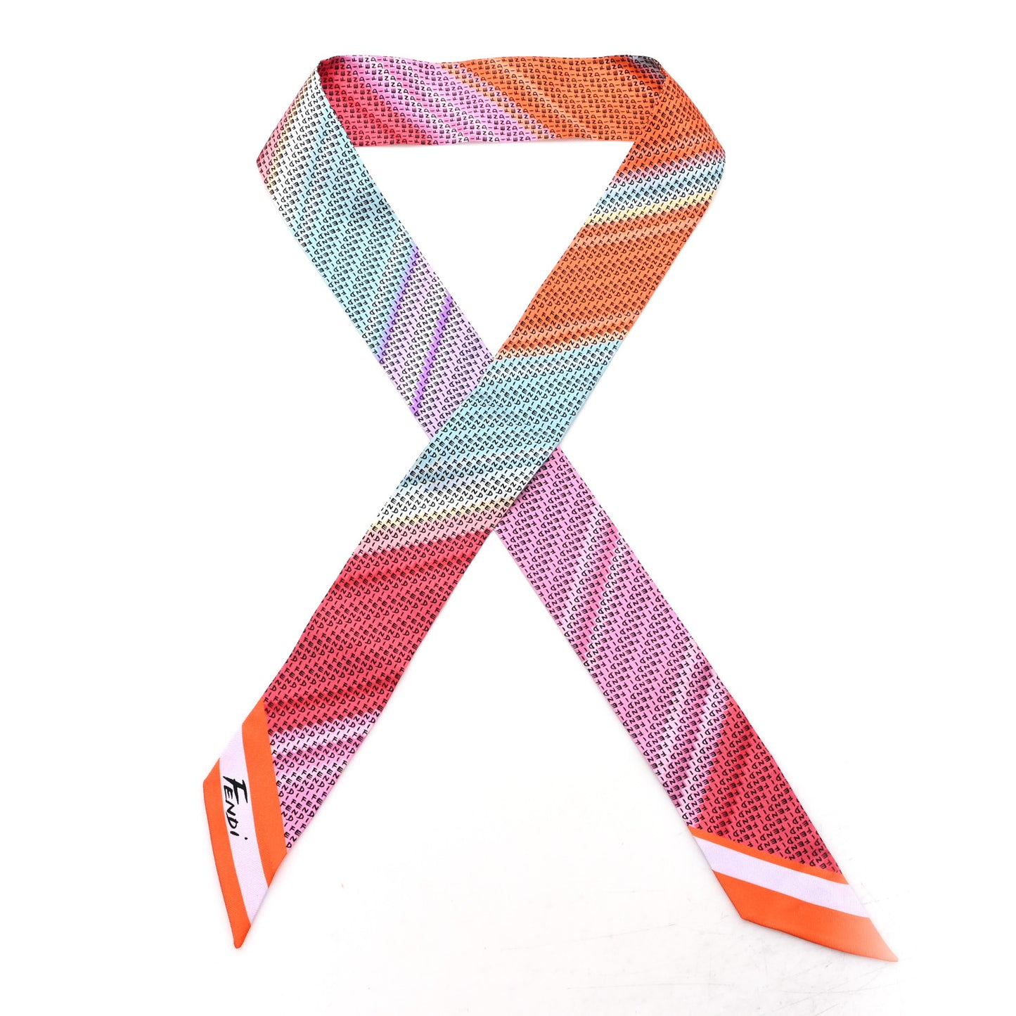 Silk Logo Print Wrappy Bandeau Orange Multicolor