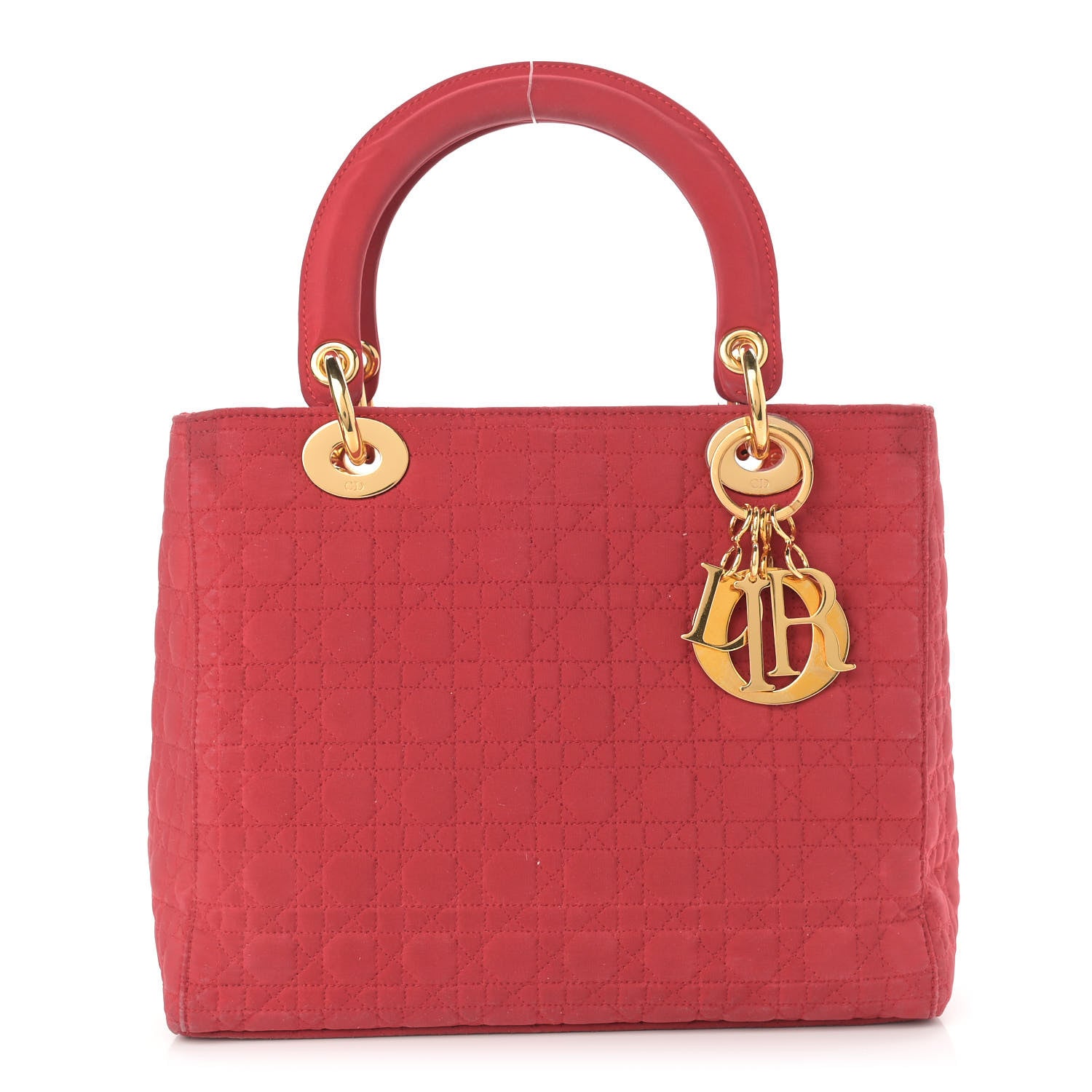 Christian Dior Nylon Cannage Medium Lady Dior Red 1 of 15
