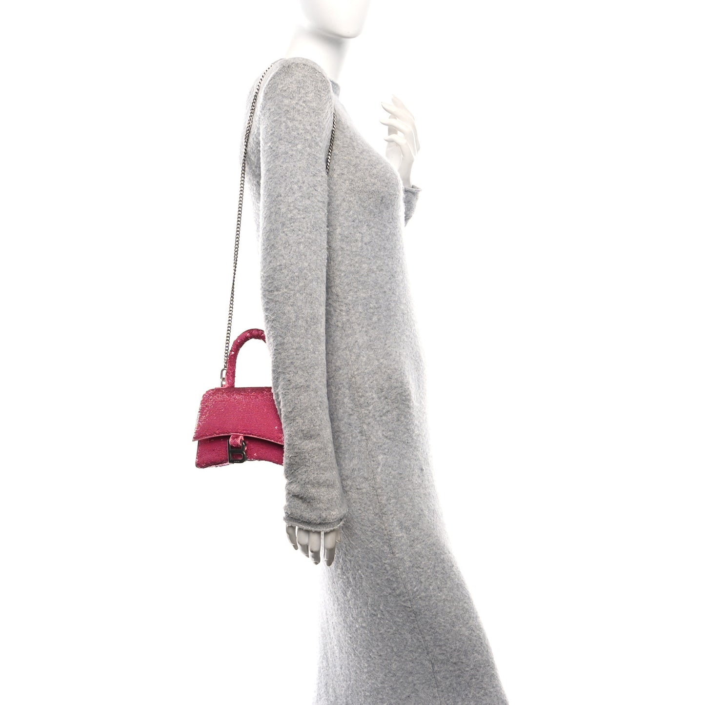 Sequin Hourglass Top Handle Bag XS Pink