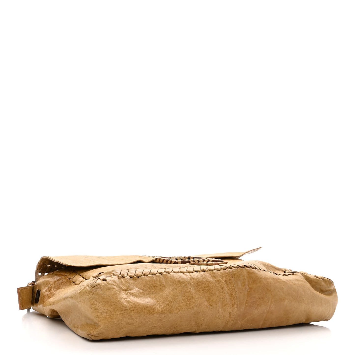 Goatskin Whipstitch Large Convertible Baguette Senape