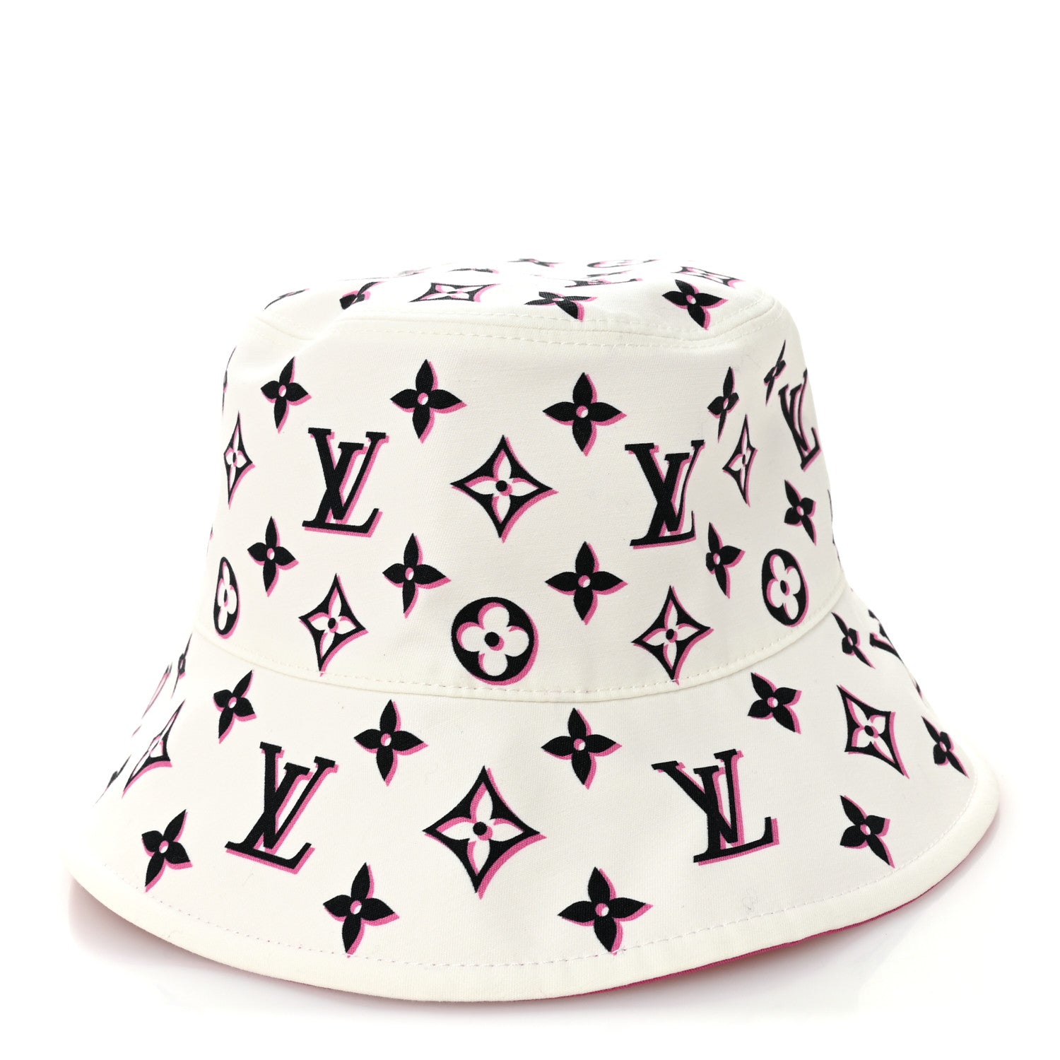 Louis Vuitton Cotton Monogram Infinity Reversible Bob Bucket Hat S Pink White 3 of 8