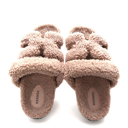 Hermes Woolskin Womens Chypre Sandals 40 Bois De Santal 2 of 9