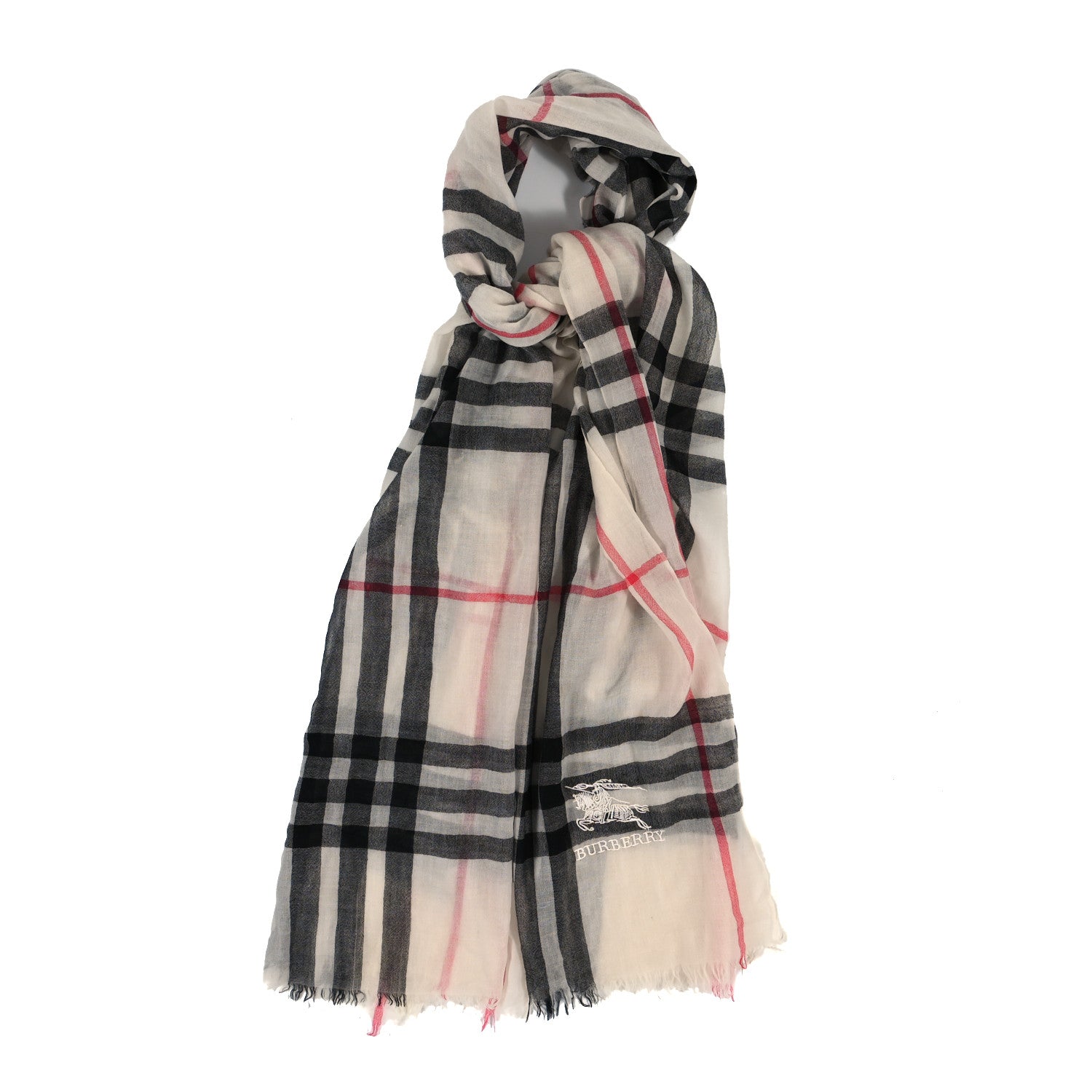 Burberry Wool Silk Gauze Giant Check Scarf Trench 1 of 4