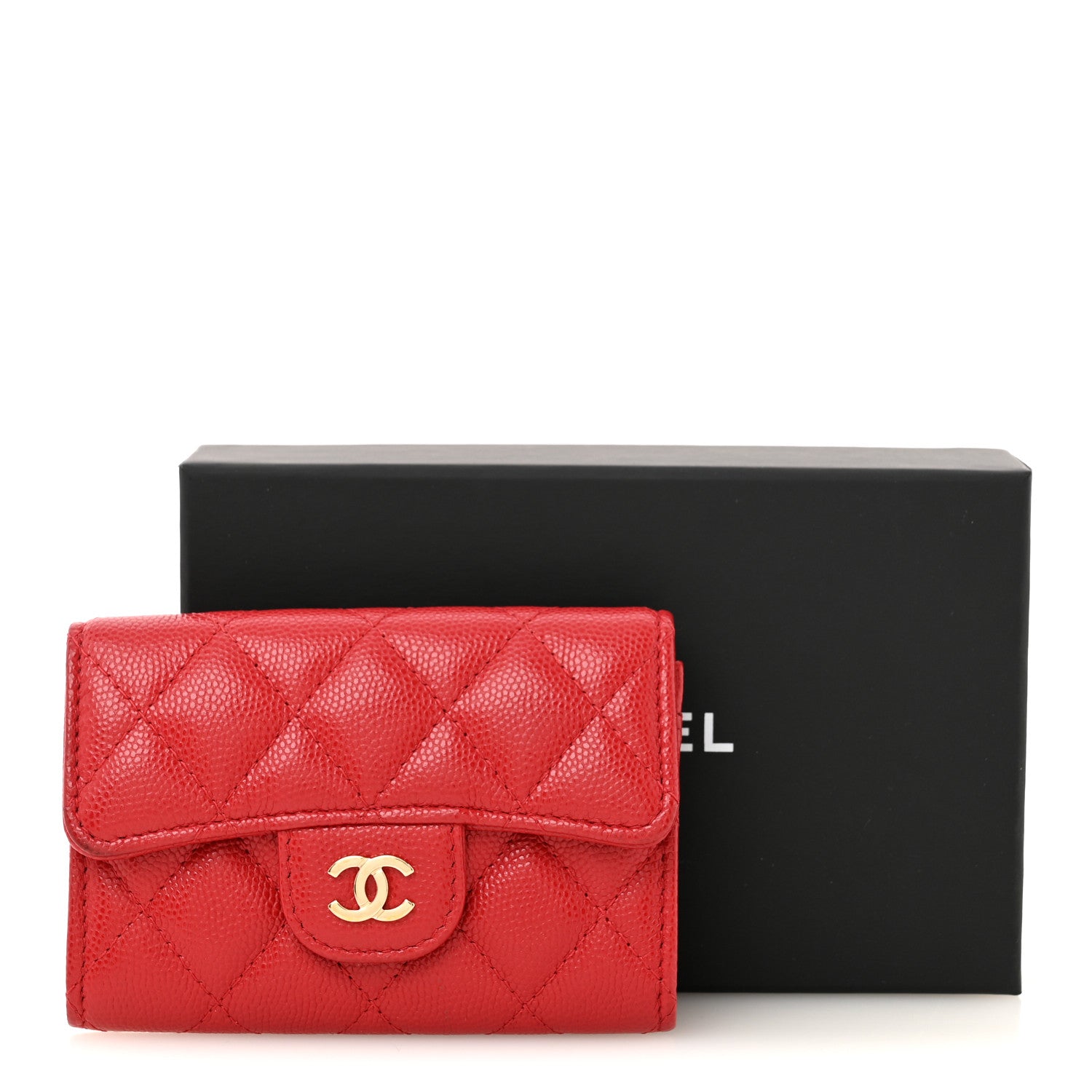 Chanel Caviar Quilted Flap Card Holder Wallet Red 9 of 9
