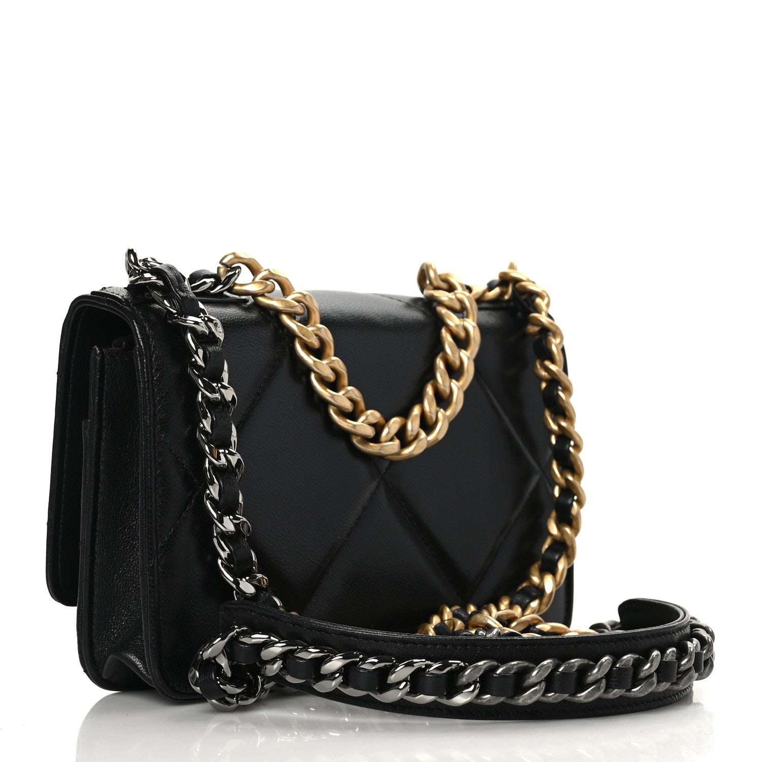 Chanel Lambskin Quilted Chanel 19 Wallet On Chain WOC Black 3 of 9