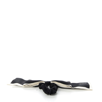 Chanel Silk Hair Tie Black Ivory 2 of 3