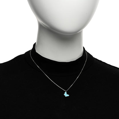 Van Cleef & Arpels VAN CLEEF & ARPELS 18K White Gold Turquoise Sweet Alhambra Butterfly Pendant Necklace 2 of 5