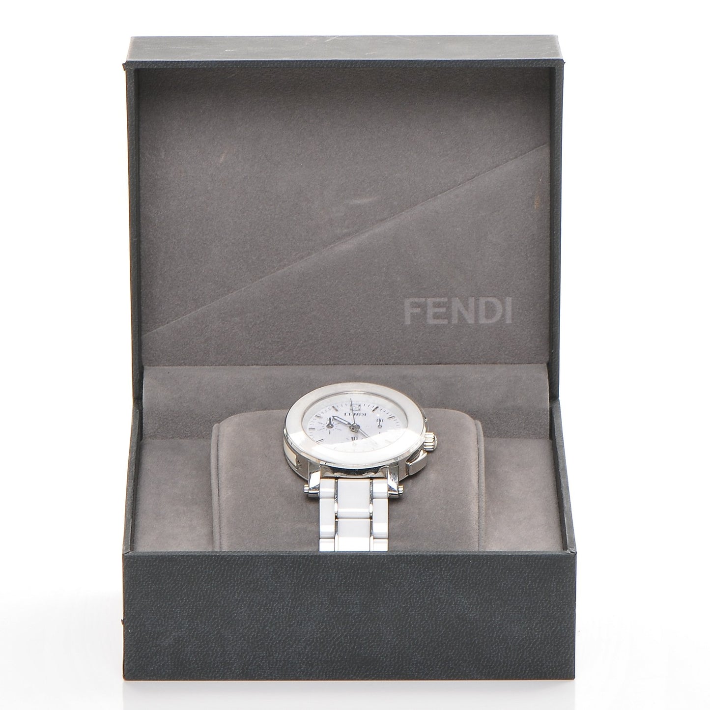 Stainless Steel Ceramic 38mm Chronograph Quartz Watch White